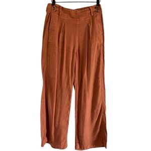 American Eagle Linen Burnt Orange Wide Leg Flowy Pants Size 4